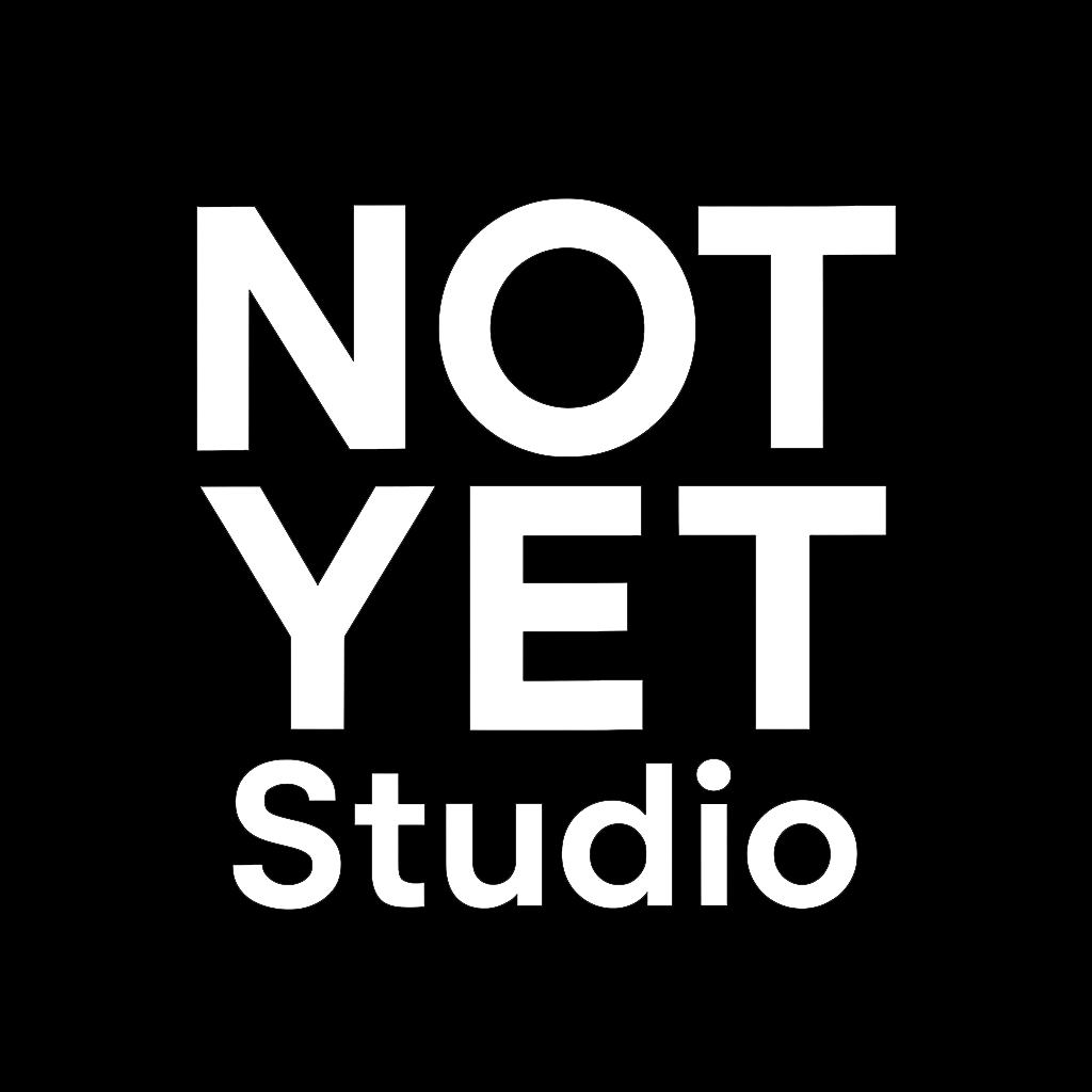NOT YET Studio logo (white on pure black)